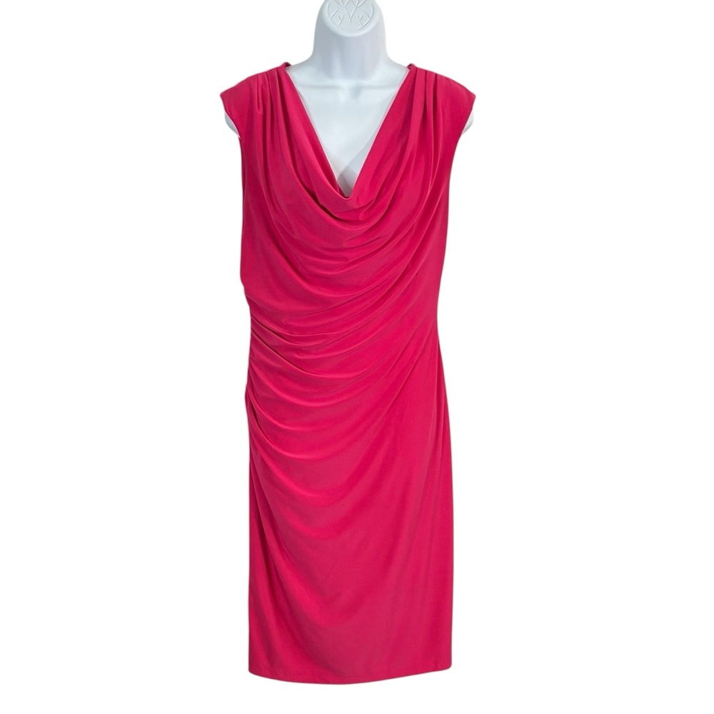 SHARAGANO Draped & Ruched Sleeveless Dress